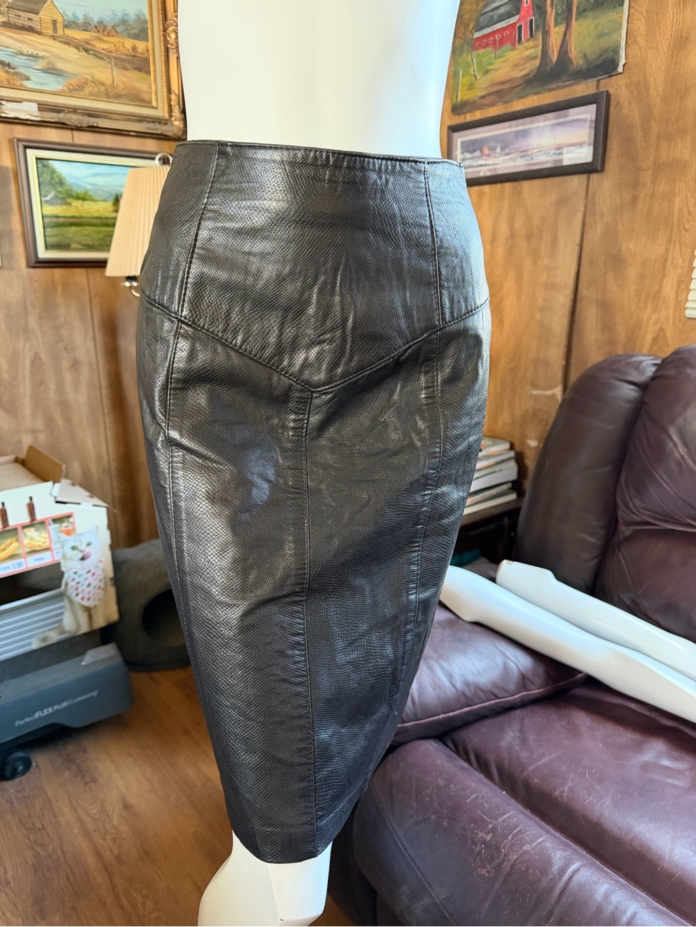Vintage Black Leather Skirt